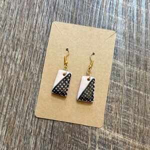 Handmade Polymer Clay Cream and Black Geometric Modern Earrings- women’s jewelry
